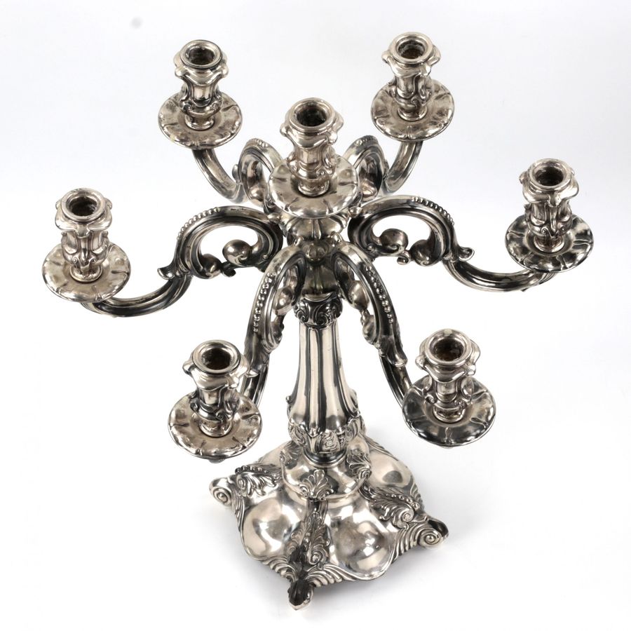 Antique Pair of silver candelabra. Vercelli 1920.