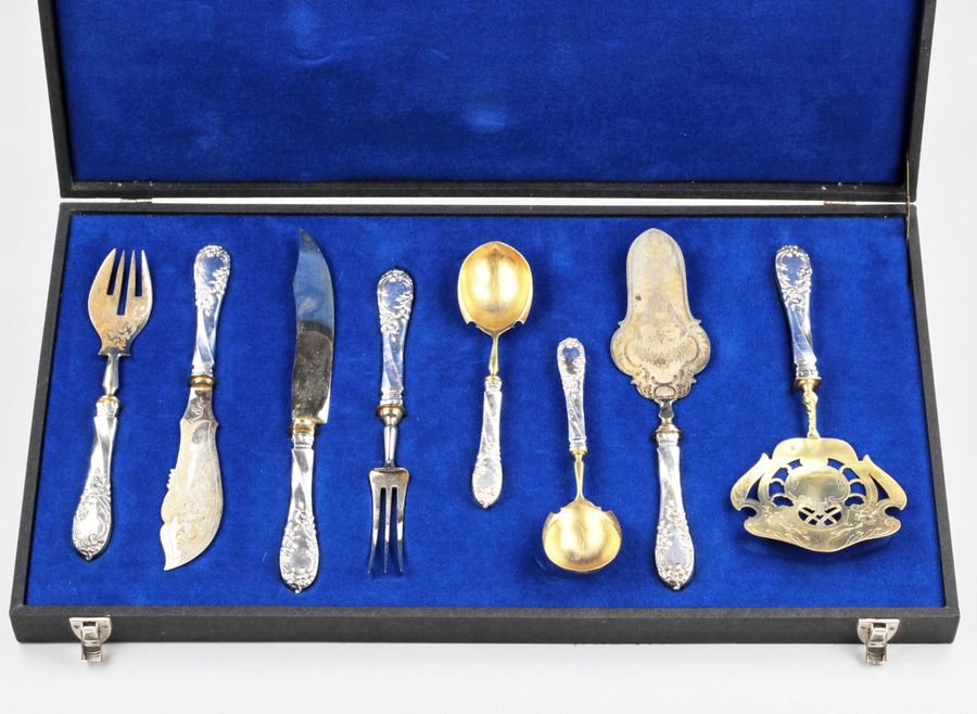 Antique Silver serving set. 19-20th centuries. Germany.