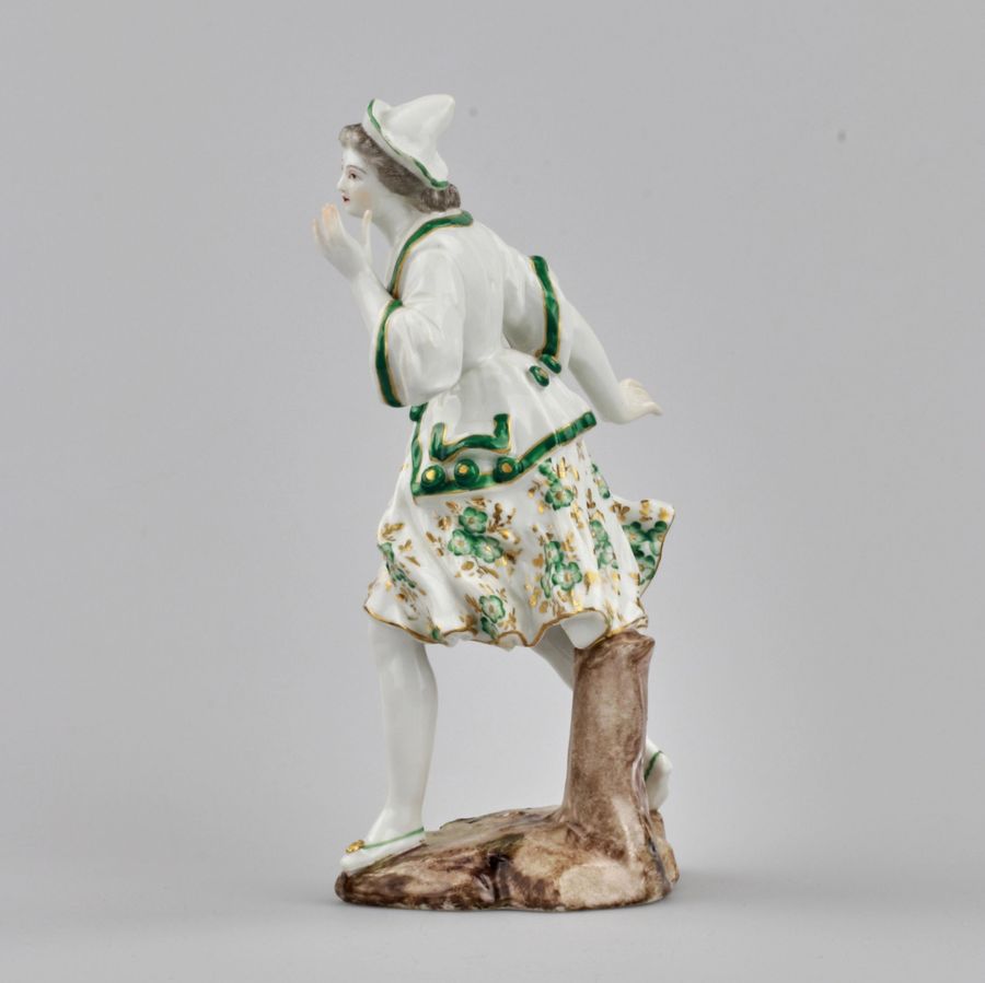 Antique Porcelain figurine Lady in Green. France. 19th century.