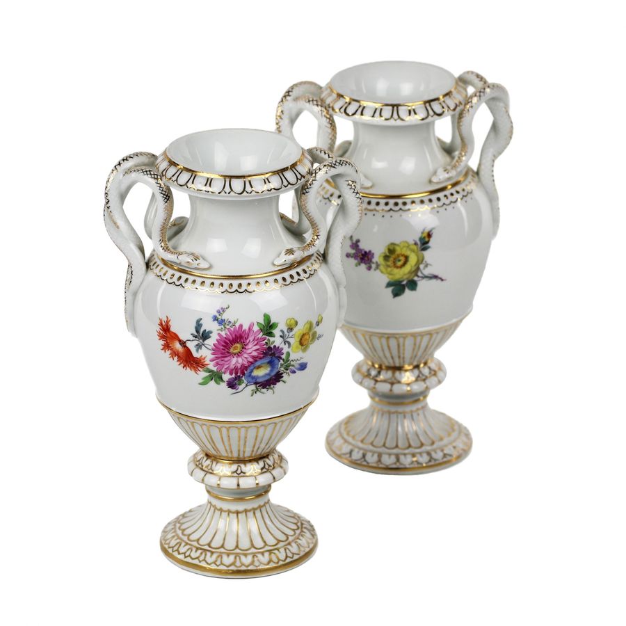 Antique Pair of Meissen porcelain vases.