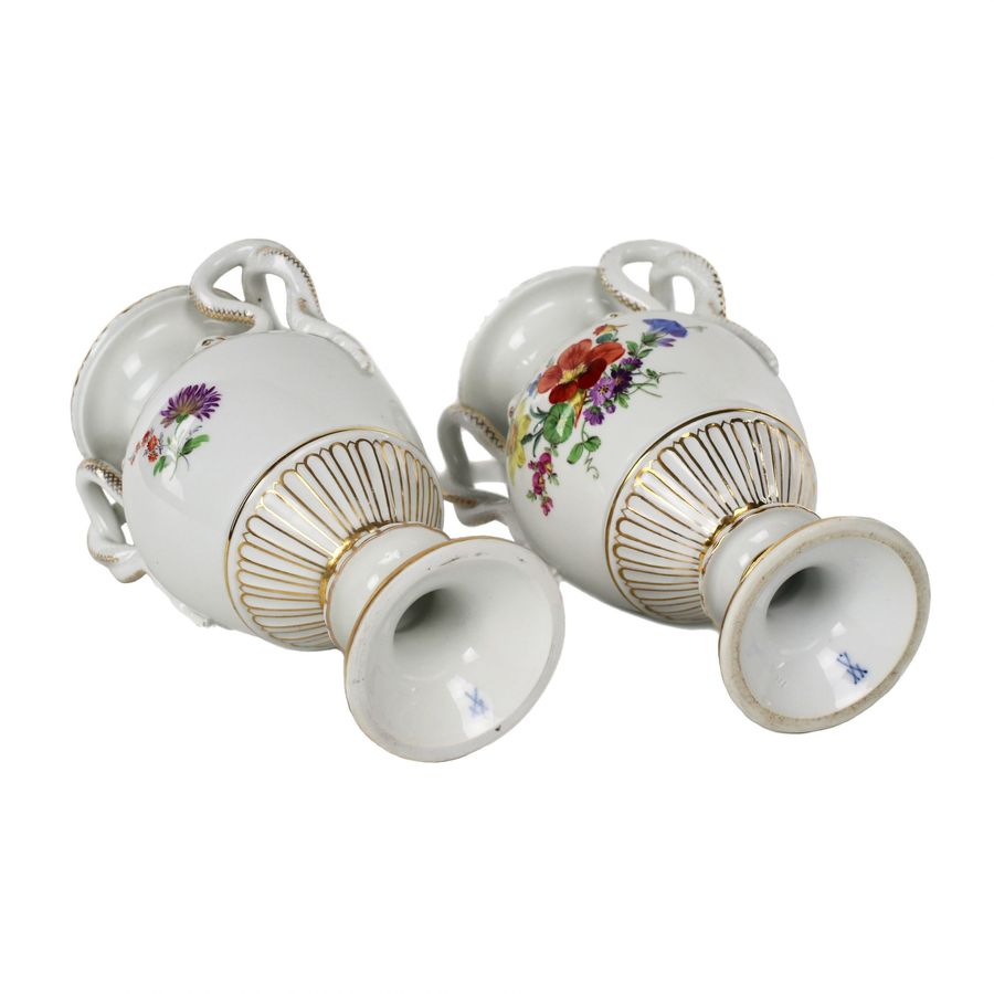 Antique Pair of Meissen porcelain vases.