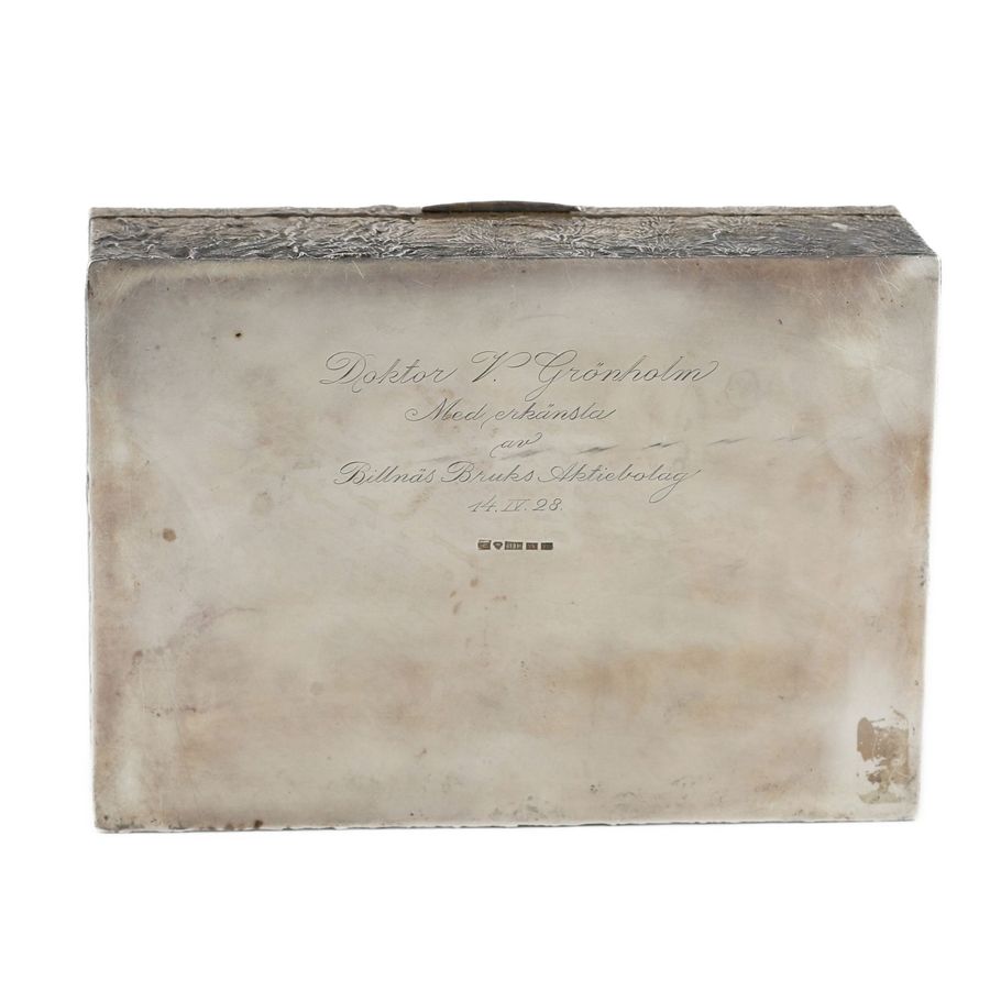 Antique Silver box for cigarettes Nugget Finland. Early 20th century.