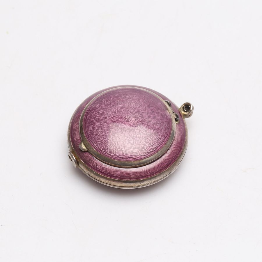 Antique Guilloche enamel silver pendant.