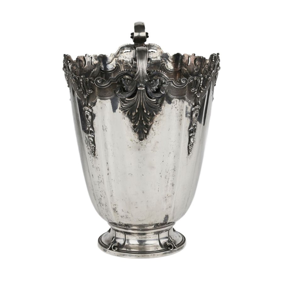 Antique An ornate Italian silver cooler in the shape of a vase. 1934-1944