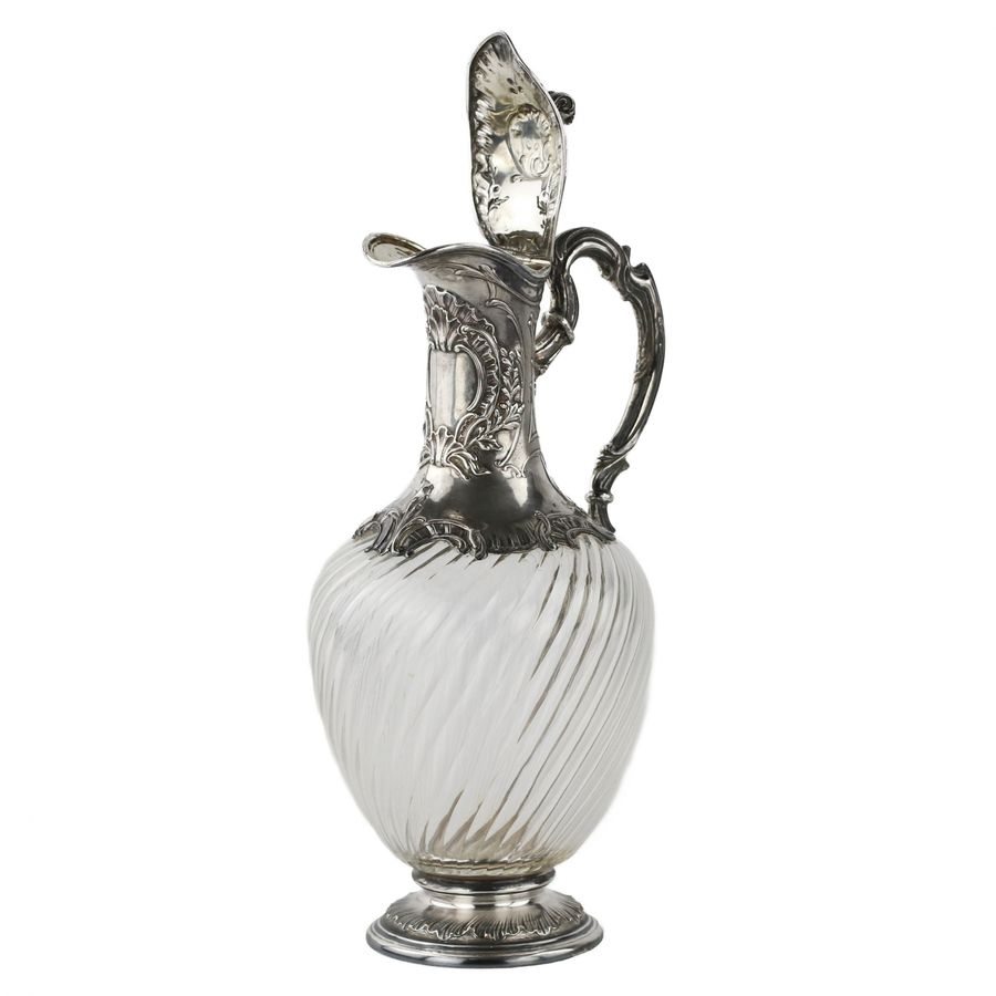 Antique Glass wine jug in silver. France 19th century.