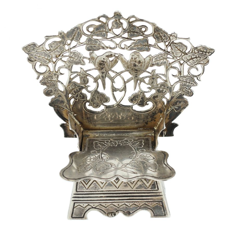 Antique Russian silver salt cellar in the shape of a throne. Mikhail Goloshchanov. Moscow 1899-1908