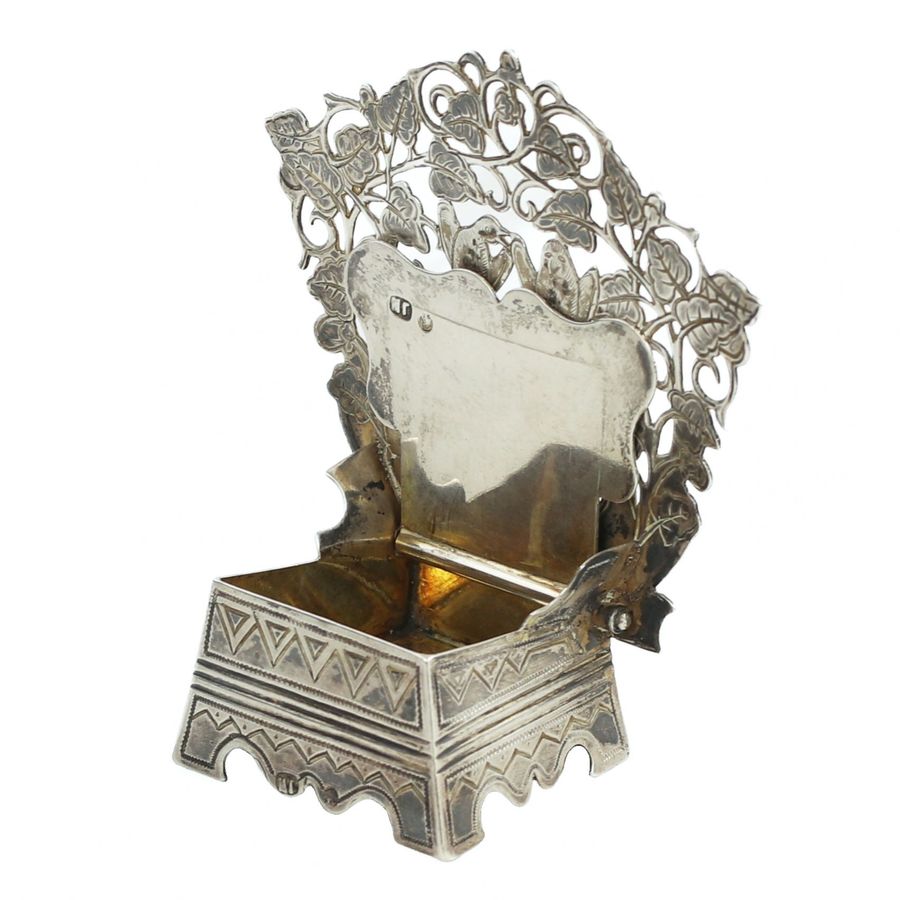 Antique Russian silver salt cellar in the shape of a throne. Mikhail Goloshchanov. Moscow 1899-1908