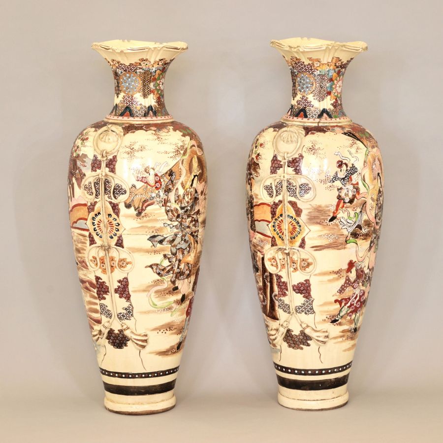 Antique Pair of Japanese Satsuma floor vases.