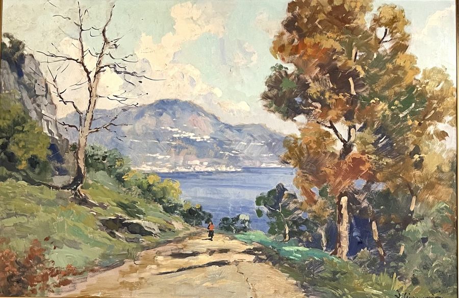 Antique Landscape Painting by Ilio Giannaccini (1897-1968): Mid-20th Century Italy