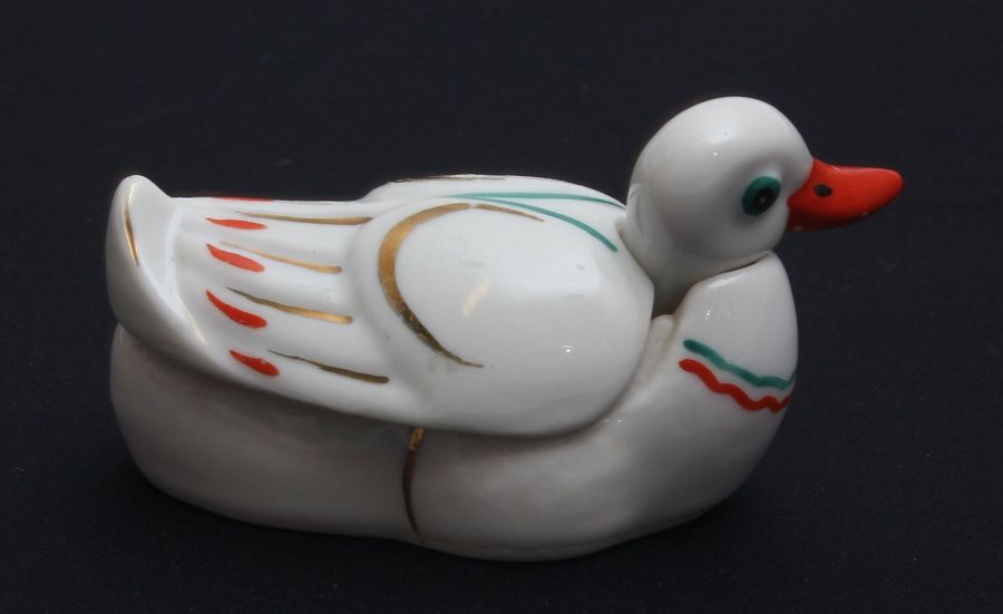 Antique Porcelain mustard utensil Duck