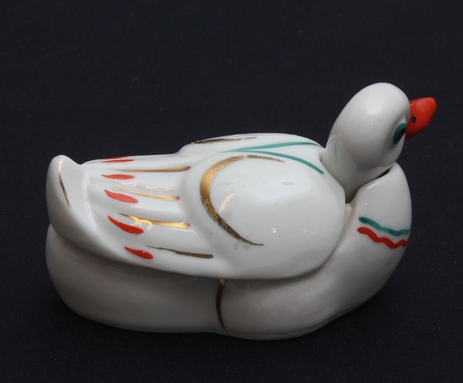 Antique Porcelain mustard utensil Duck