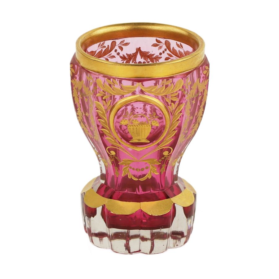 Antique Gold ruby ??vases with gold ornaments. Imperial glass ?????, Russia, 1830–1840-? ????