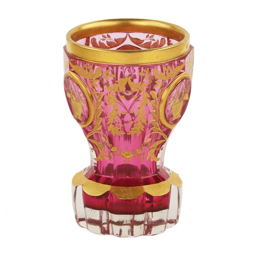 Antique Gold ruby ??vases with gold ornaments. Imperial glass ?????, Russia, 1830–1840-? ????