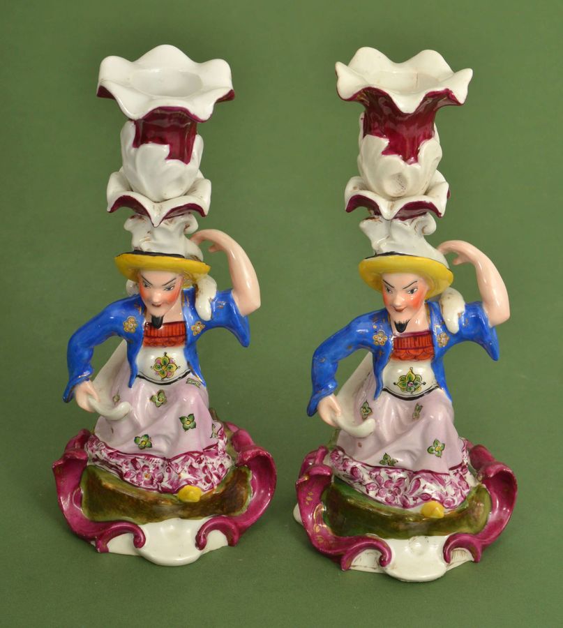 Antique Porcelain candlesticks Chinese (2 pcs.)