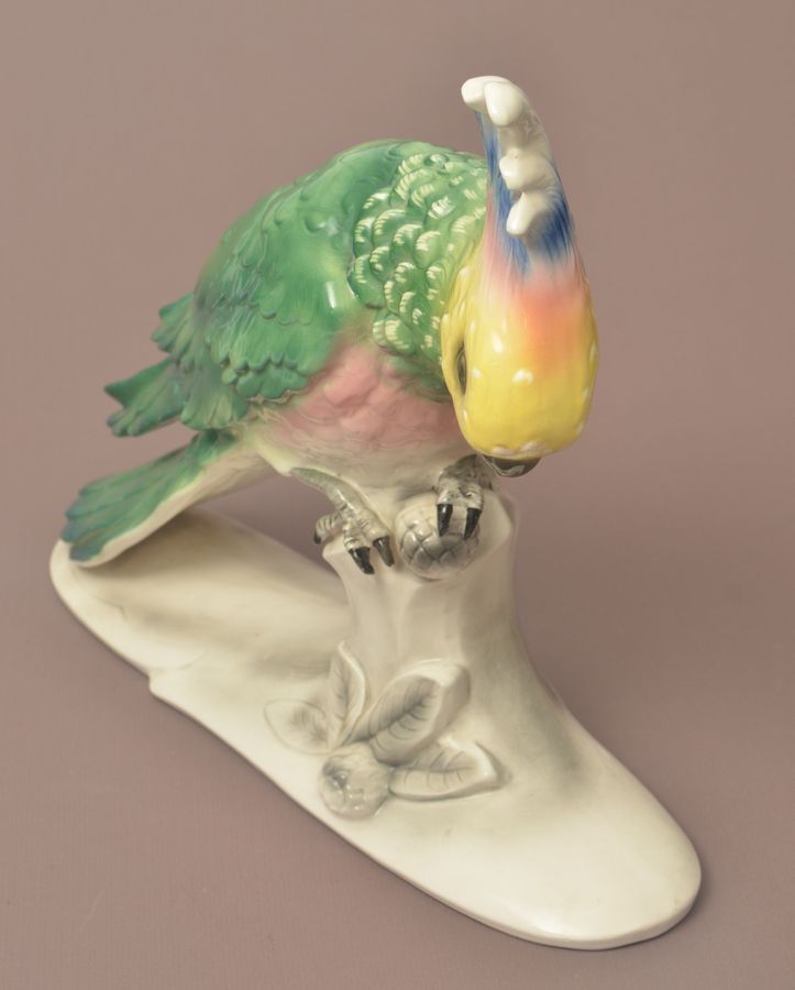 Antique Faience figure Parrot