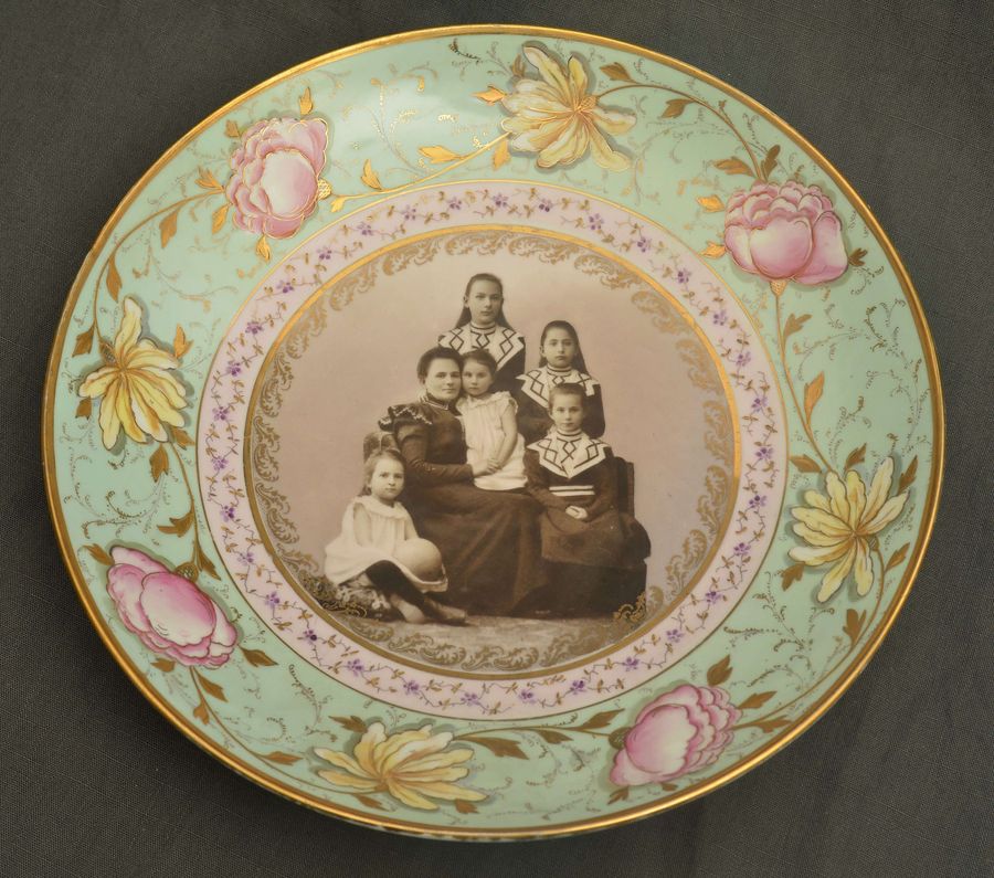 Antique Porcelain plate with family photo