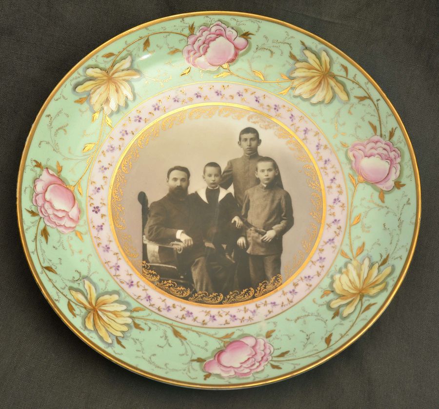 Antique Porcelain plate with family photo