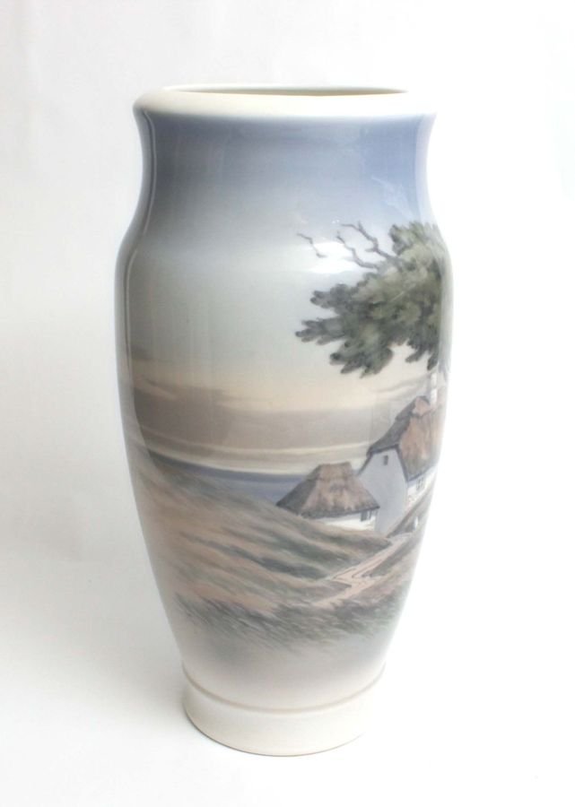 Antique Porcelain vase Landscape with house