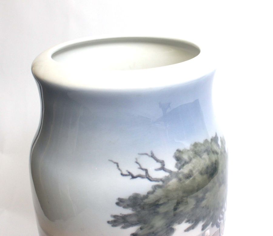 Antique Porcelain vase Landscape with house