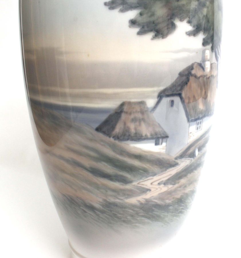 Antique Porcelain vase Landscape with house