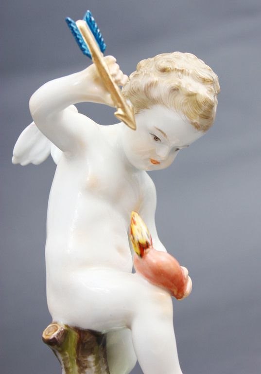 Antique Porcelain figurine Cupidsangel break heart