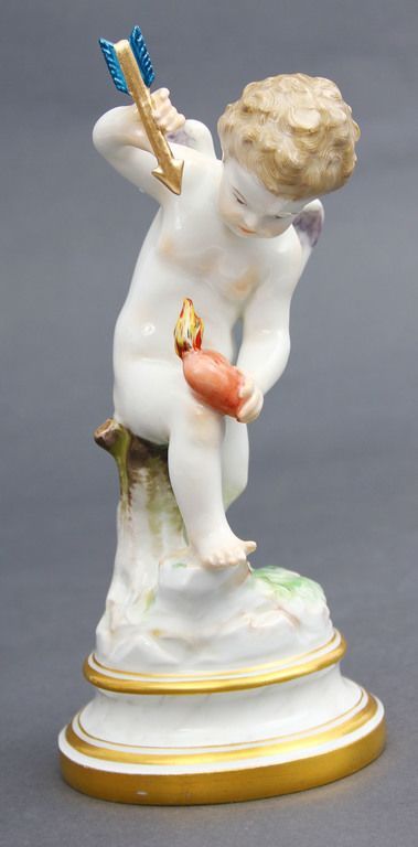 Antique Porcelain figurine Cupidsangel break heart