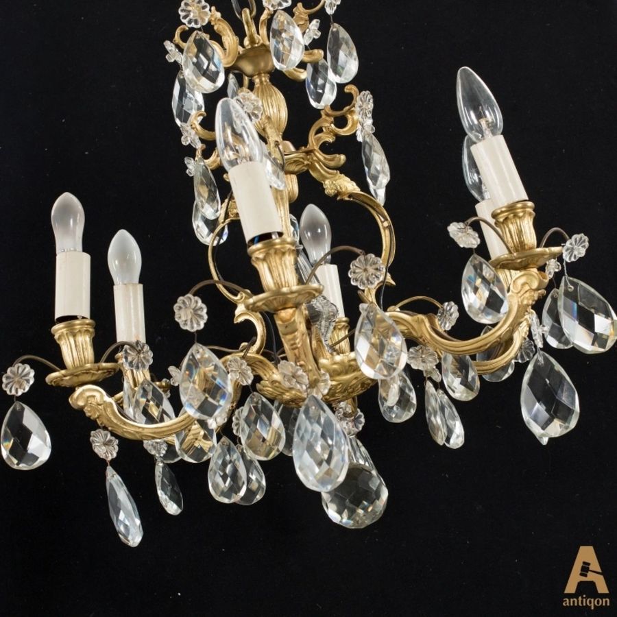 Antique Six-candle chandelier in Rococo style. Europe. First half of 20th century