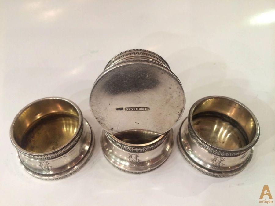 Antique Russian silver salt shakers by Kurlyukov.