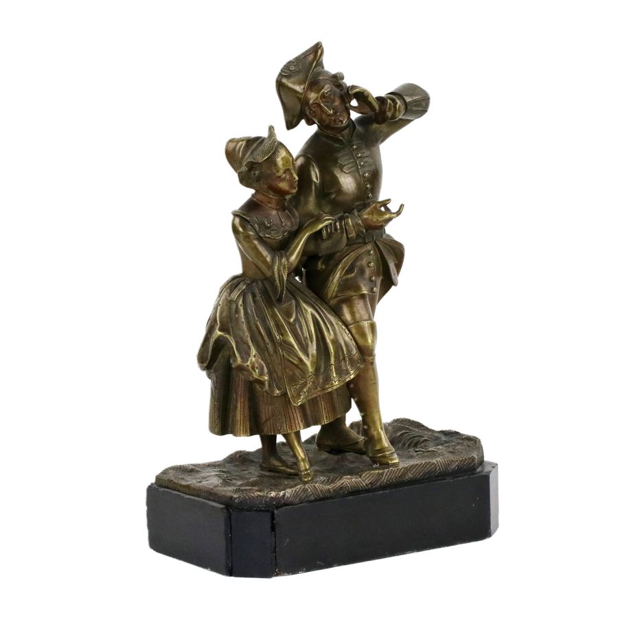 Antique Bronze sculpture Romantic couple.