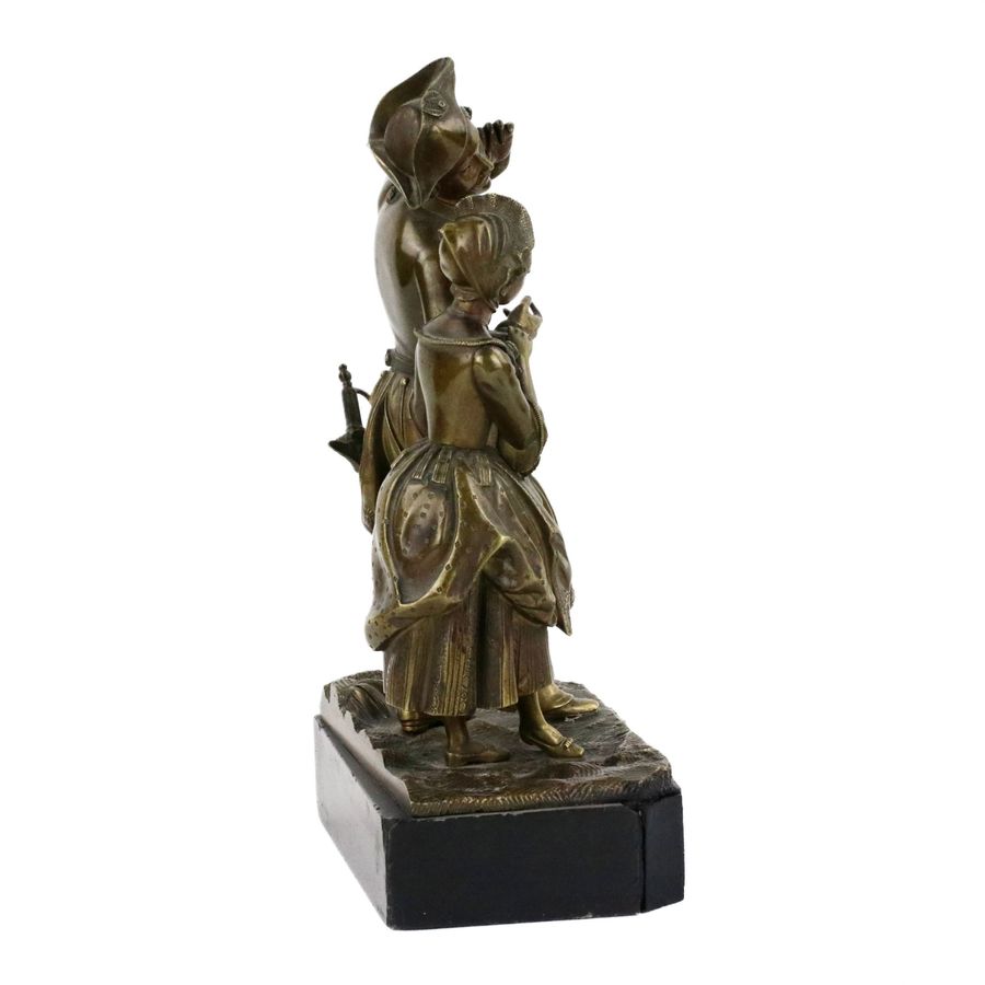 Antique Bronze sculpture Romantic couple.