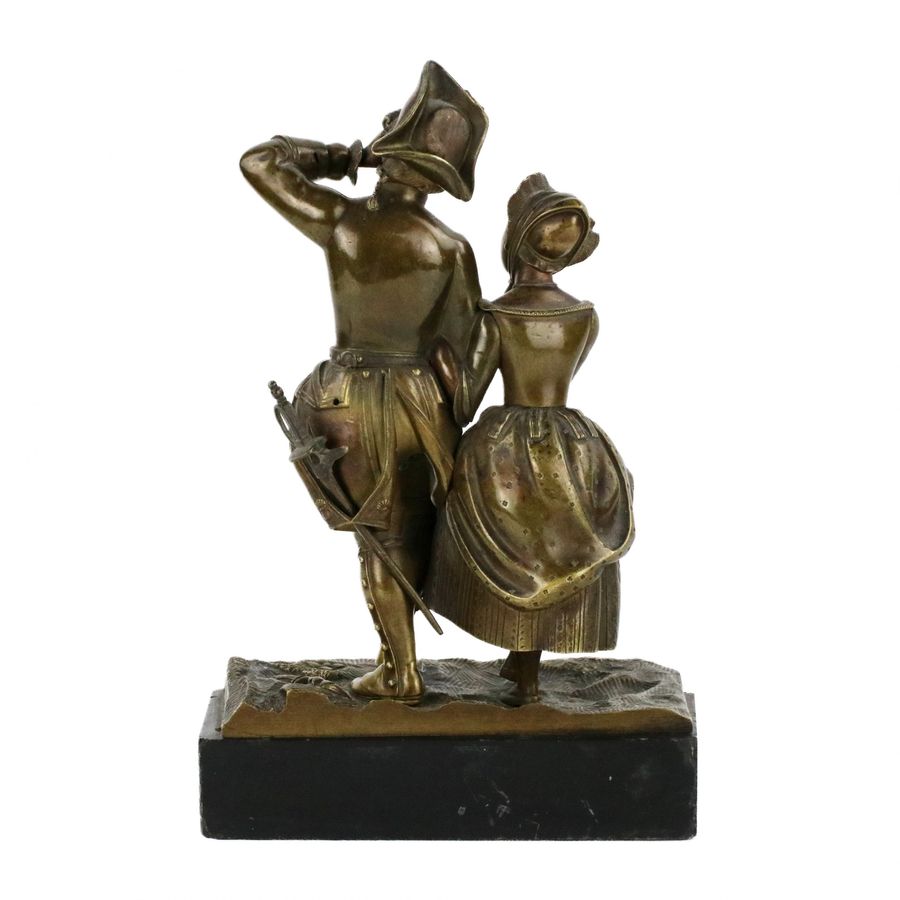 Antique Bronze sculpture Romantic couple.