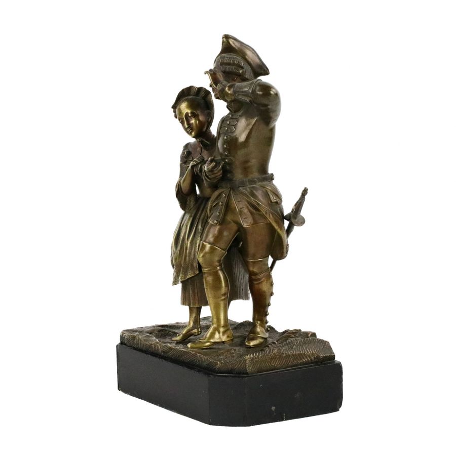 Antique Bronze sculpture Romantic couple.