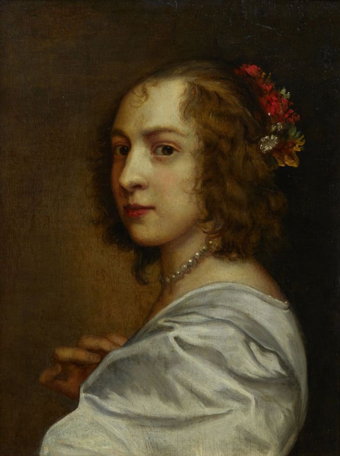 Antique Girl with a pearl necklace