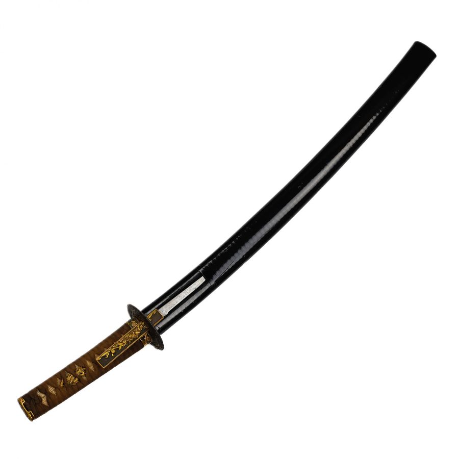 Antique Short sword of the samurai Wakizashi, Nanki Hatakeyama, master Yamato no Suke Masatsugu, 19th century.