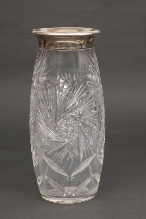 Antique Crystal vase with silver finish