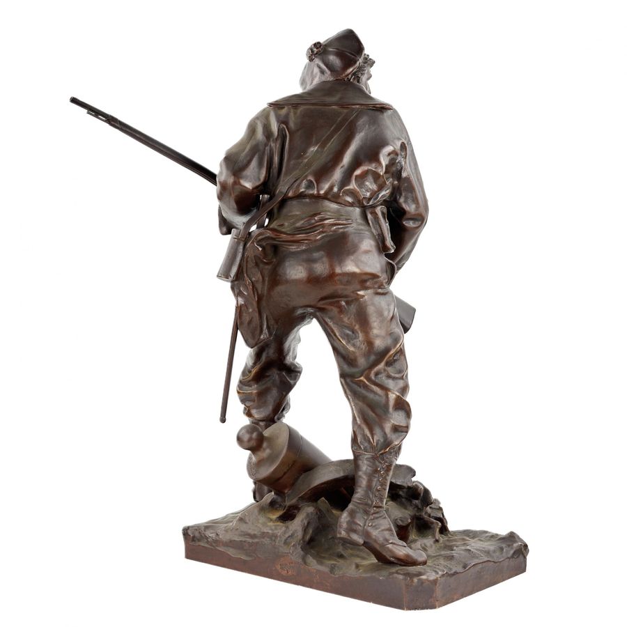 Antique Onisme Aristide Croisy. Bronze figure of a brave, military sailor.