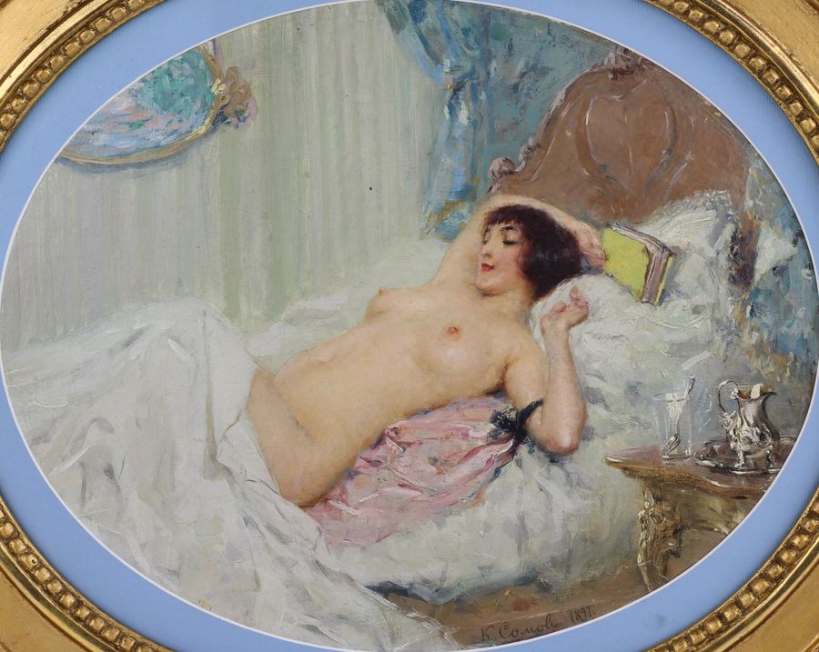 Antique Painting Nude girl, K.Somov, 1897