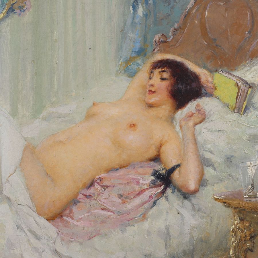 Antique Painting Nude girl, K.Somov, 1897