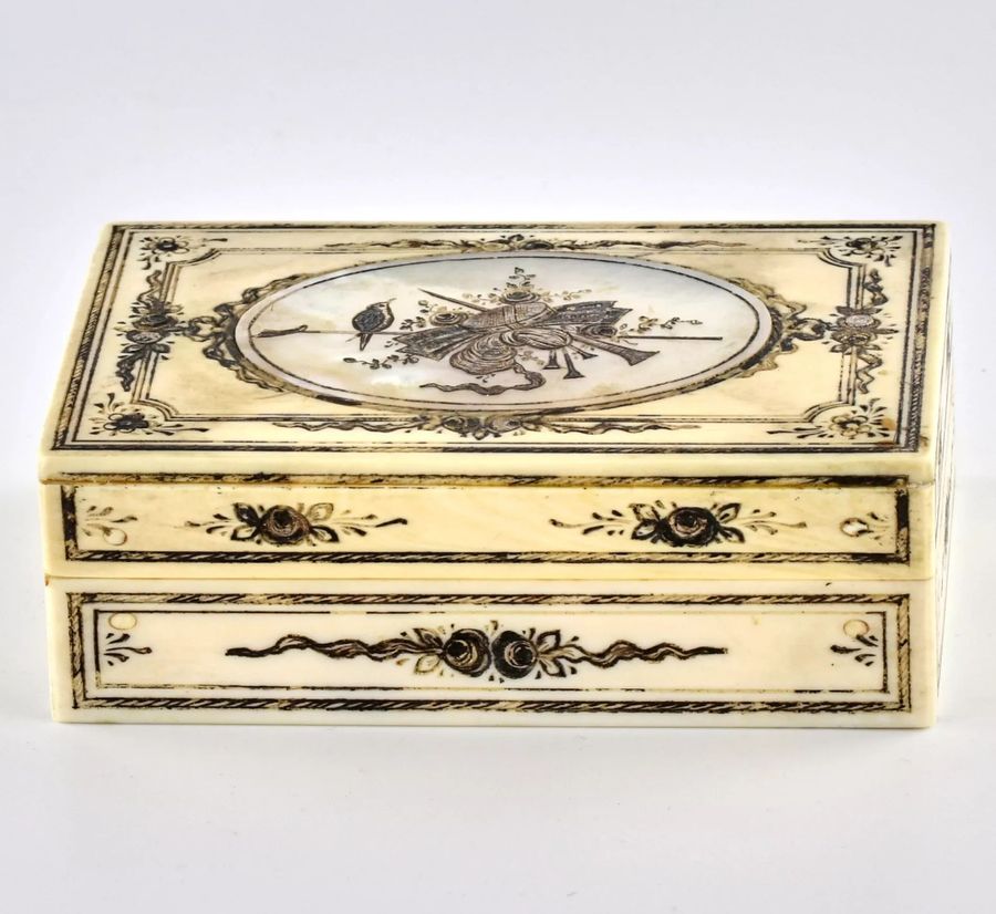 Antique Ivory box with mother-of-pearl inlay.