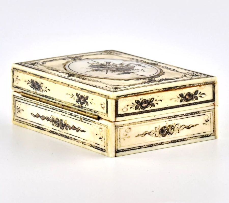 Antique Ivory box with mother-of-pearl inlay.