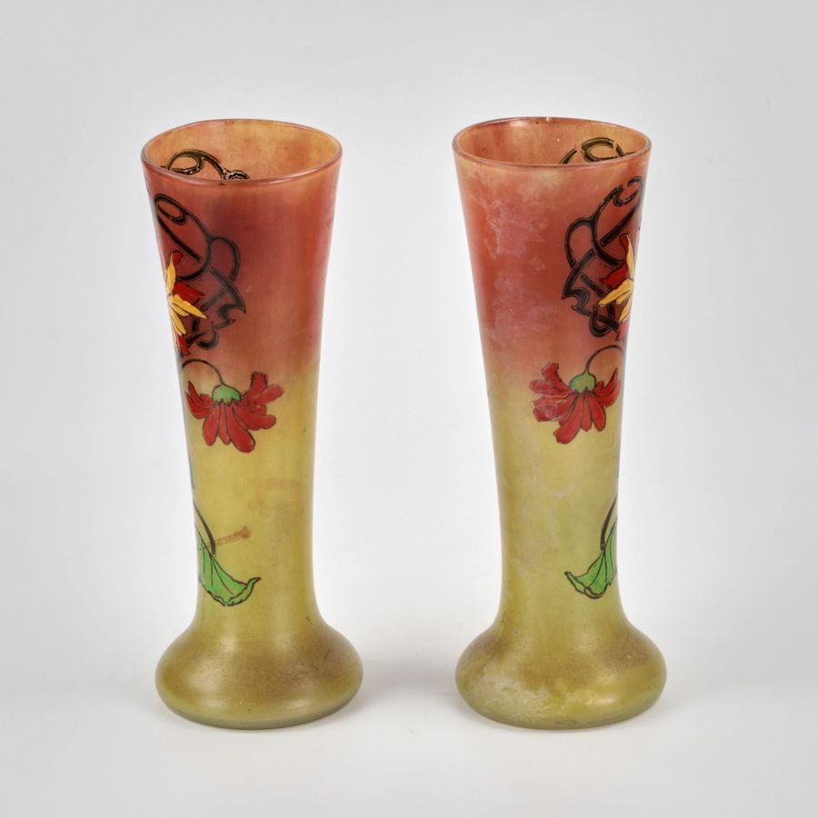 Antique Pair of Art Nouveau glass vases.