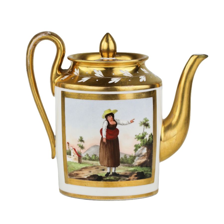 Antique Gardner porcelain teapot. Russia, 1820-1830s