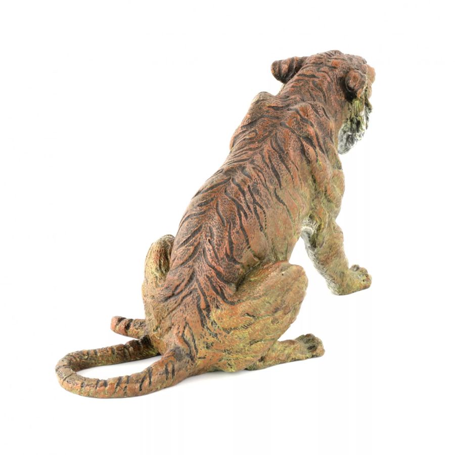 Antique Painted Viennese bronze Tiger.