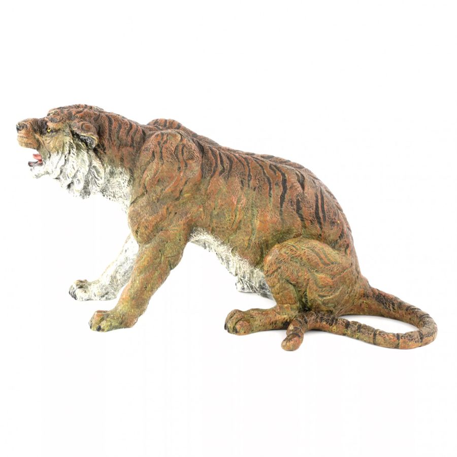 Antique Painted Viennese bronze Tiger.