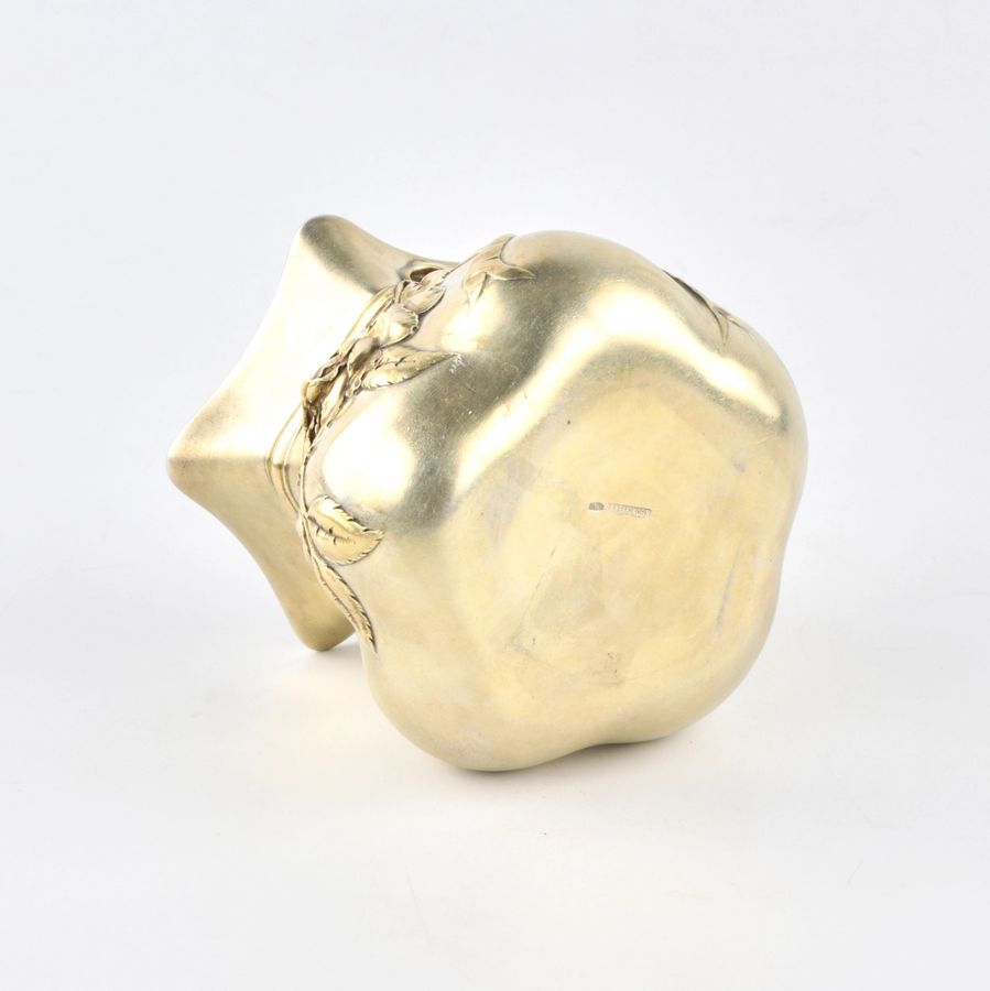 Antique Silver box vase by Orest Kurlyukov in the form of a tied bag.