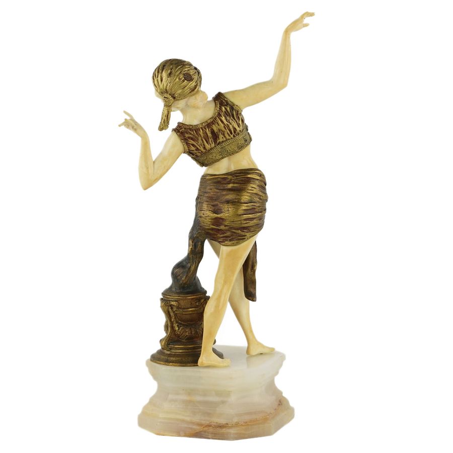 Antique Chryselephantine figurine. Bronze and ivory. Salammbô, circa 1920