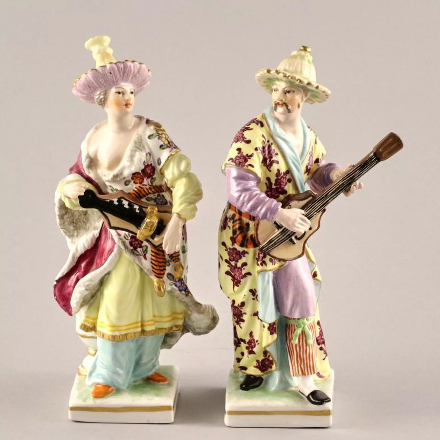 Antique Porcelain pair Chinese Musicians. KPM.