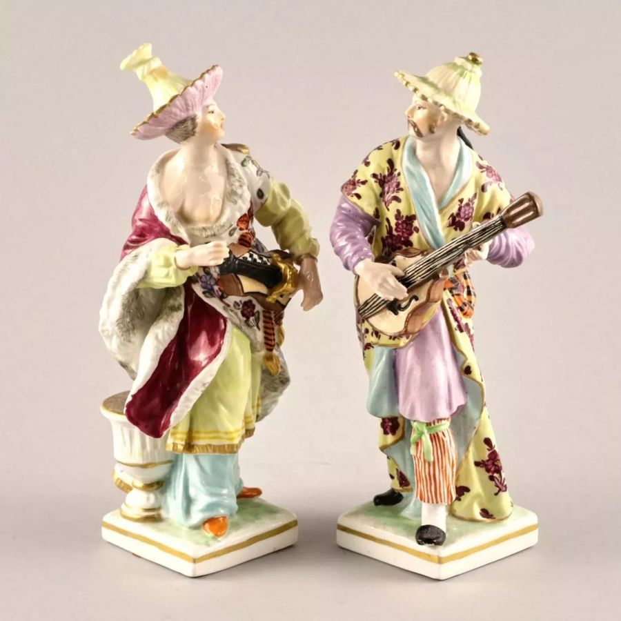 Antique Porcelain pair Chinese Musicians. KPM.