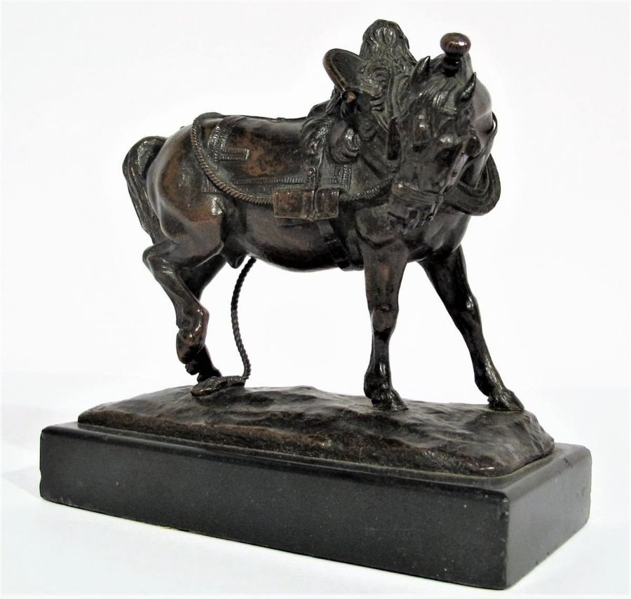 Antique Cheval De Trait Harnaché De Théodore GECHTER (1796-1844)