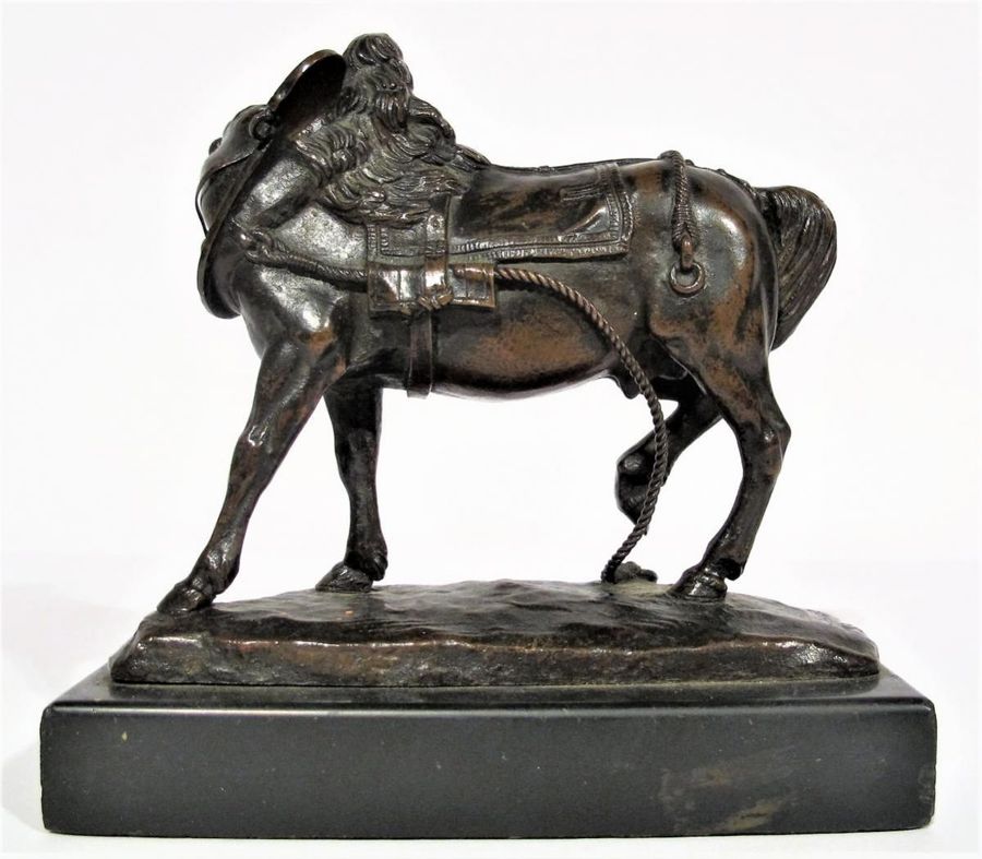 Antique Cheval De Trait Harnaché De Théodore GECHTER (1796-1844)